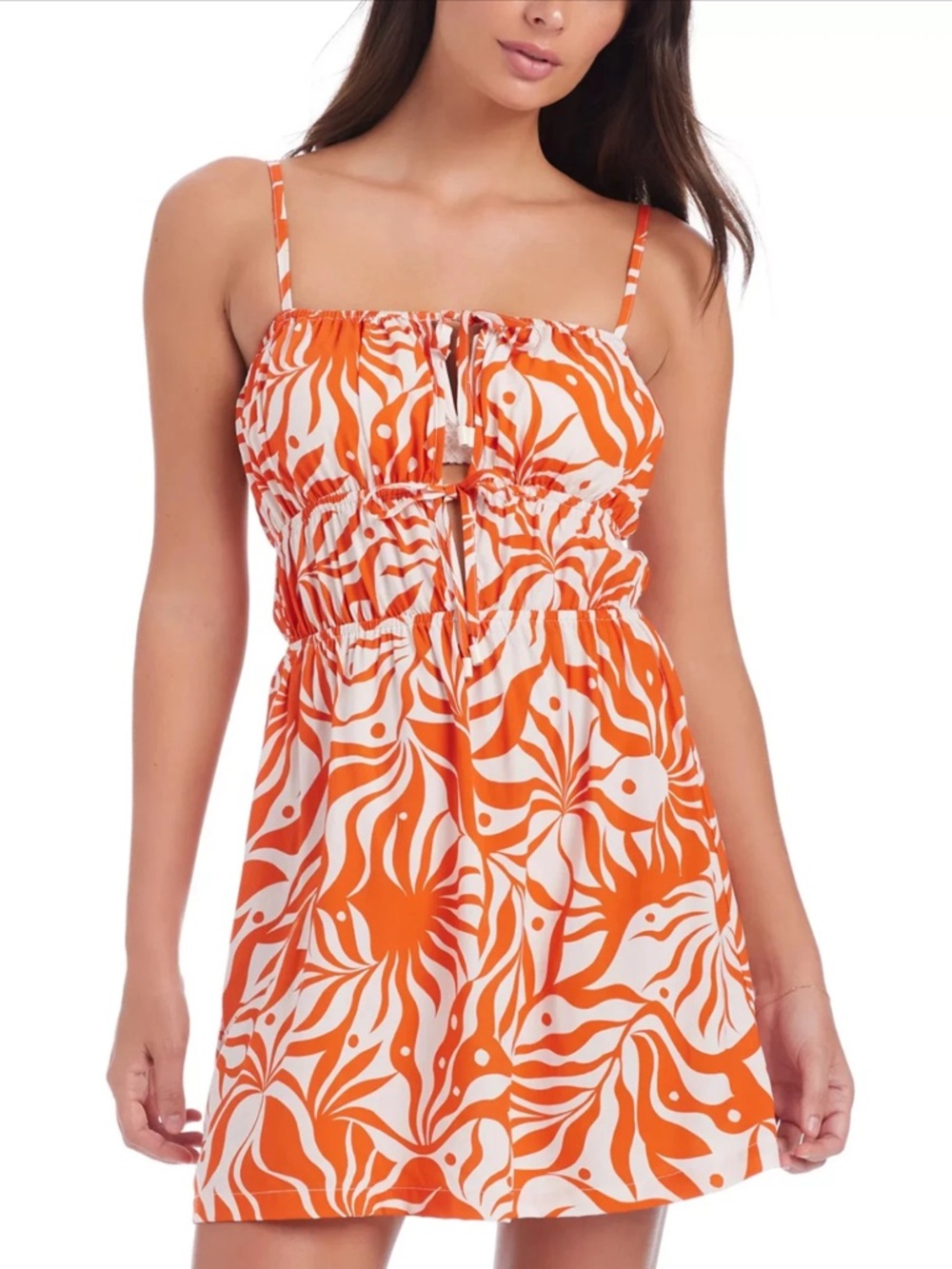 Sanctuary Coral and White Printed Sundress